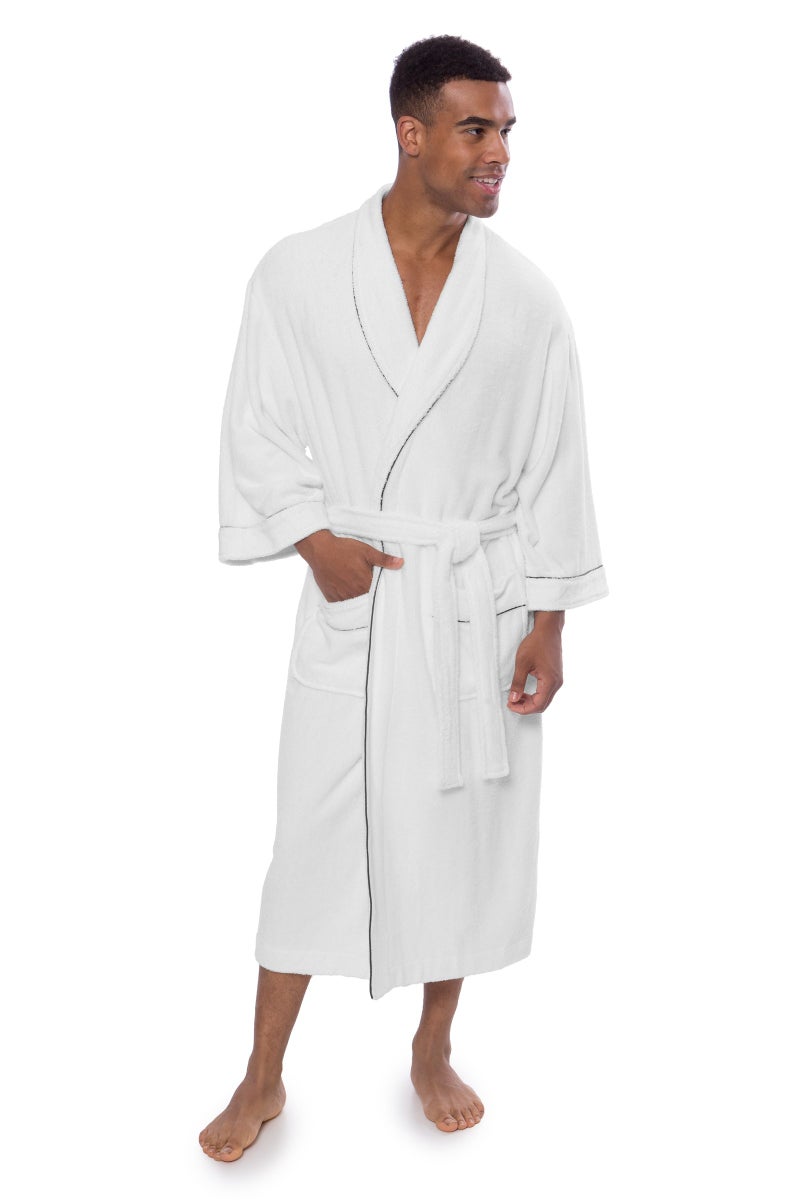 TexereSilk Men's Terry Cloth Bathrobe Robe Gift Ideas Presents for Men Dad Boyfriend Menâ€™s 0051-LXL,Natural White - Image 1
